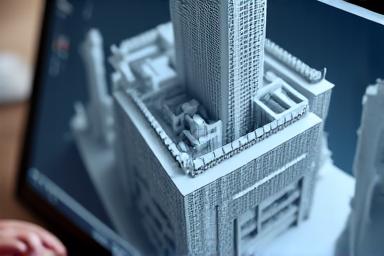 画面に表示された3D建築モデル